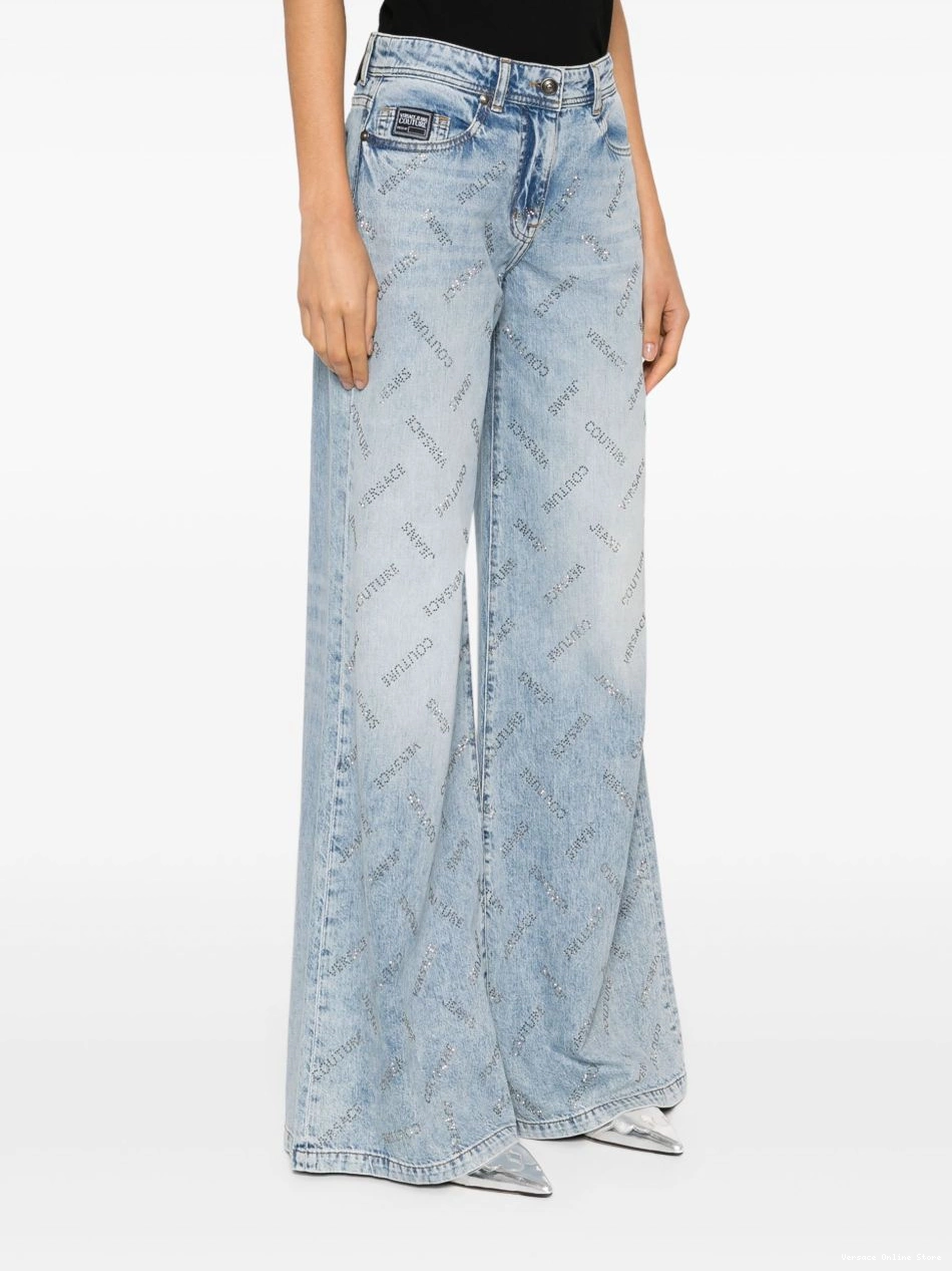 Cheap Versace Couture crystal-logo straight-leg Jeans jeans Women 0630